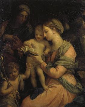 Muttergottes lehrt das Jesuskind 1705