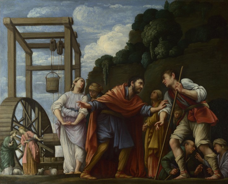 Moses verteidigt die Töchter des Jethro von Carlo Saraceni