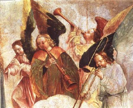 Four angels playing instruments (fresco) (detail von Carlos
