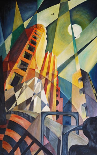 City in Shards of Light (oil on canvas)  von Carolyn  Hubbard-Ford