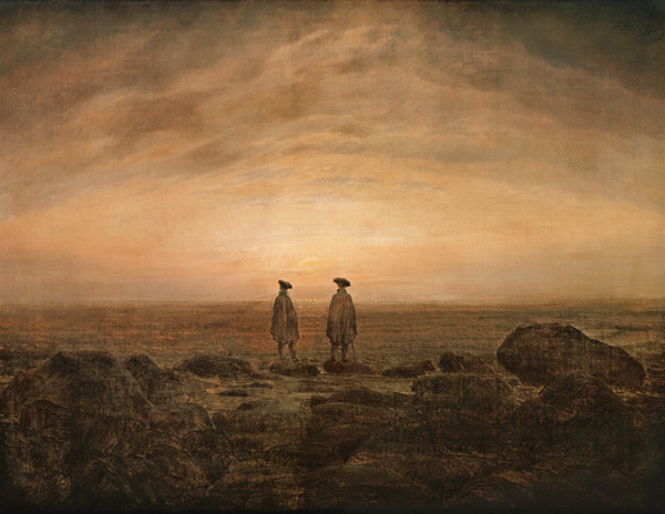 Zwei Männer am Meer bei Mondaufgang von Caspar David Friedrich