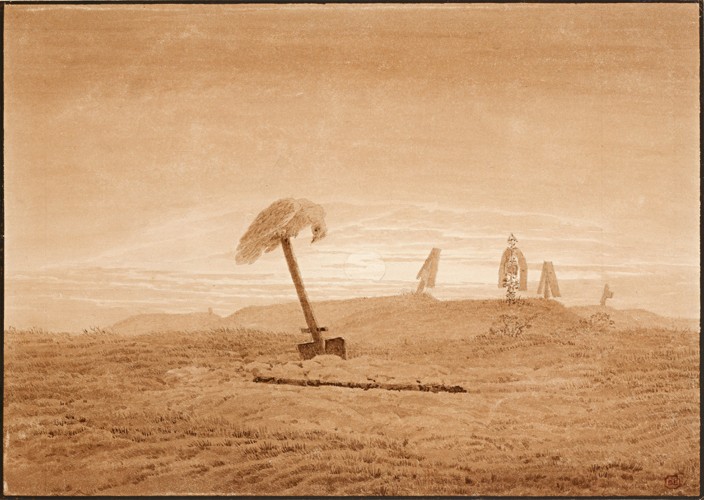 Landschaft mit Gräbern von Caspar David Friedrich