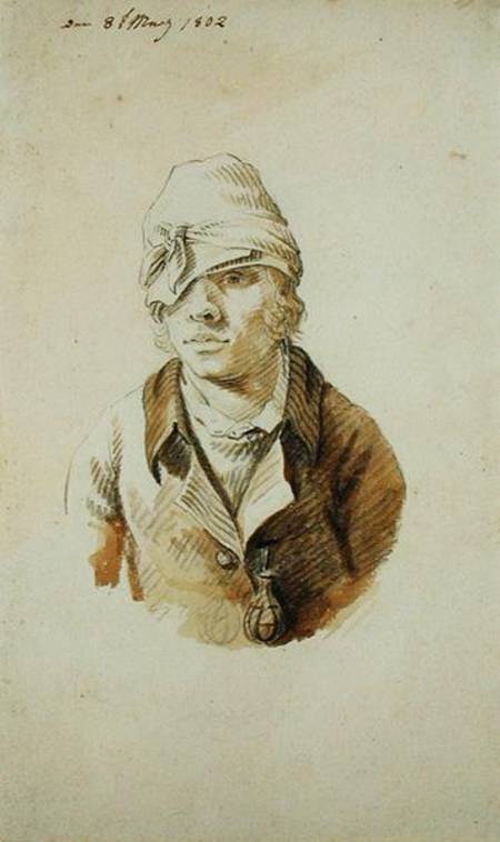 Self Portrait with Cap and Eye Patch, 8th May 1802 (pencil, brush and w/c on von Caspar David Friedrich