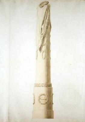 Design for a Commemorative Column (pen, pencil and sepia on