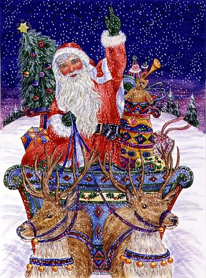 Father Christmas Setting Out on Christmas Eve (w/c on paper)  von Catherine  Bradbury