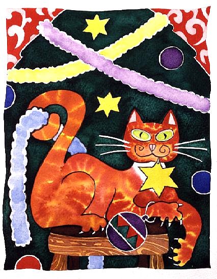 Christmas Cat with Decorations  von Cathy  Baxter