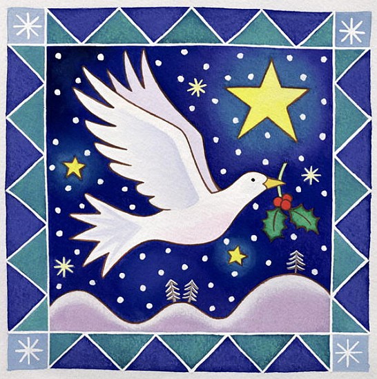 Christmas Dove (w/c on paper)  von Cathy  Baxter