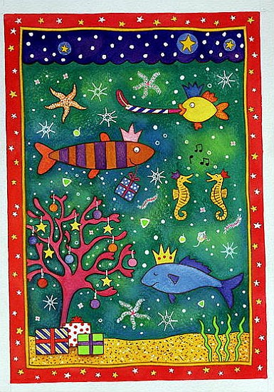 Fishy Christmas, 1997 (w/c and pastel on paper)  von Cathy  Baxter