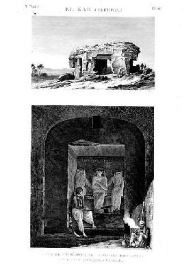 Exterior and Interiors view of the main tomb, El Kab (Elethyia) plate 67 from Vol I of `Descriptions 1822