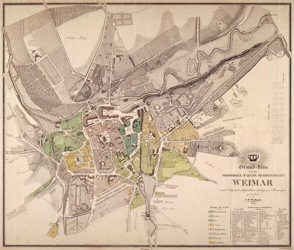 Weimar, Stadtplan 1841 von C.F. Weiland