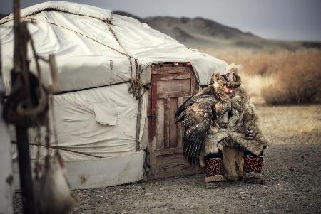 Kasachischer Adlerjäger der Mongolei.