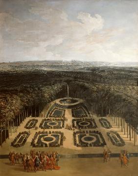 Rundgang Ludwigs XIV. im Garten des Grand Trianon 1714