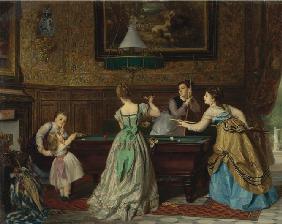 Billard spielende Damen 1869