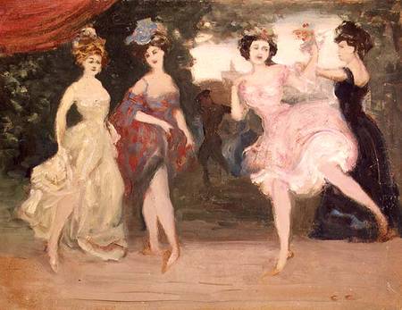 Four Dancing Girls on the Stage von Charles Edward Conder