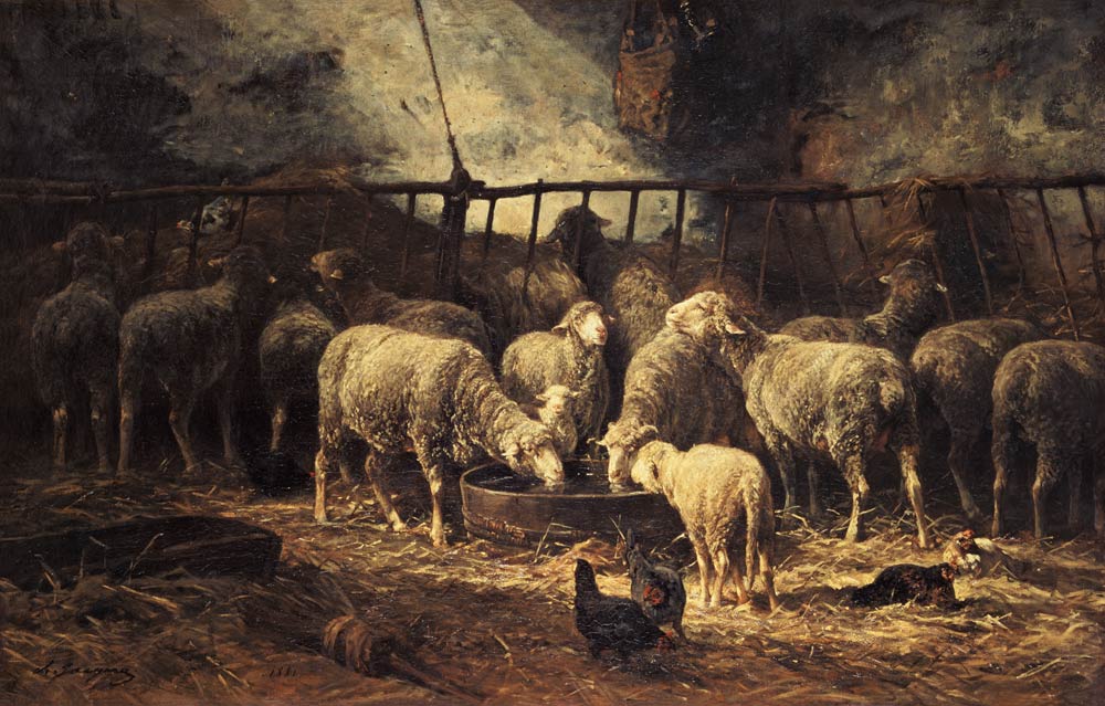 The Large Sheepfold von Charles Emile Jacques