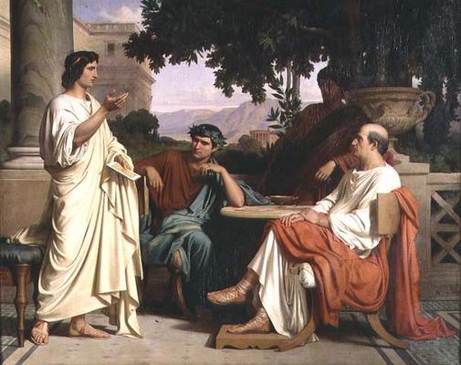 Horace, Virgil and Varius at the house of Maecenas von Charles Francois Jalabert
