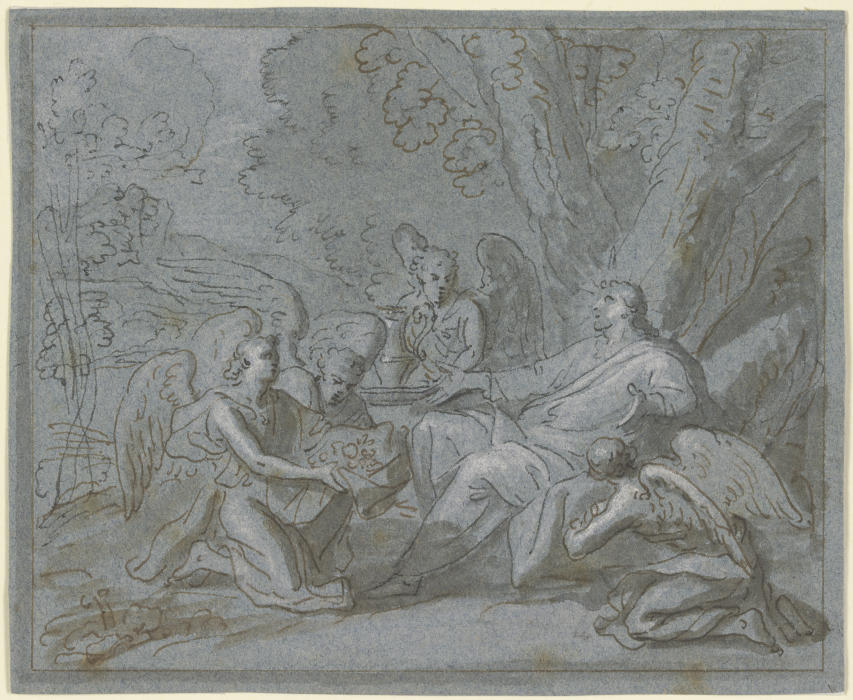 Christus von vier Engeln bedient von Charles Le Brun
