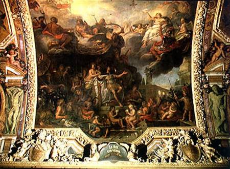 King Louis XIV (1638-1715) Governing Alone in 1661, Ceiling Painting from the Galerie des Glaces von Charles Le Brun