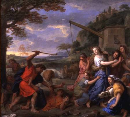 Moses defending the Daughters of Jethro (pair of 78386) von Charles Le Brun