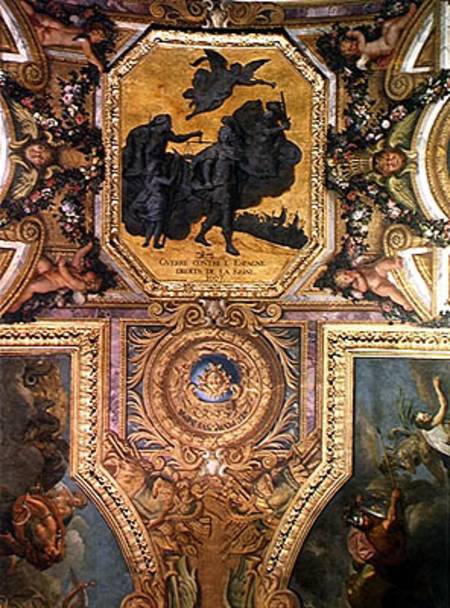 War for the Rights of the Queen in 1667, Ceiling Painting from the Galerie des Glaces von Charles Le Brun