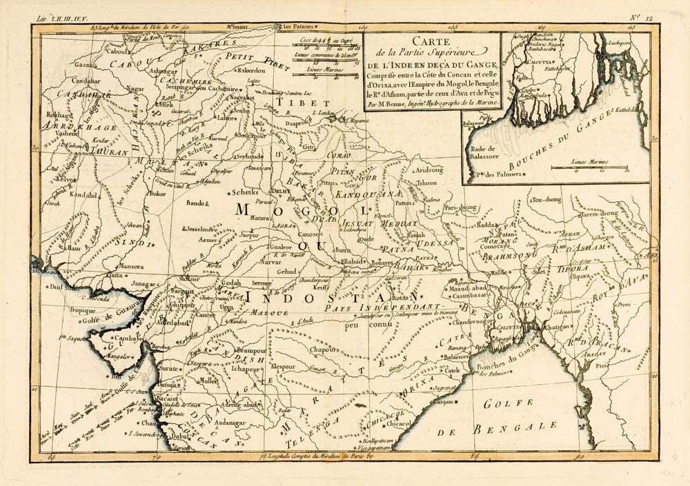 Northern India, from 'Atlas de Toutes les Parties Connues du Globe Terrestre' by Guillaume Raynal von Charles Marie Rigobert Bonne