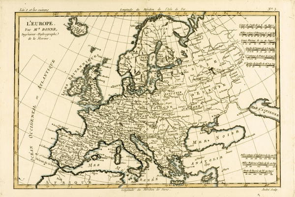 Europe, from 'Atlas de Toutes les Parties Connues du Globe Terrestre' by Guillaume Raynal (1713-96) von Charles Marie Rigobert Bonne