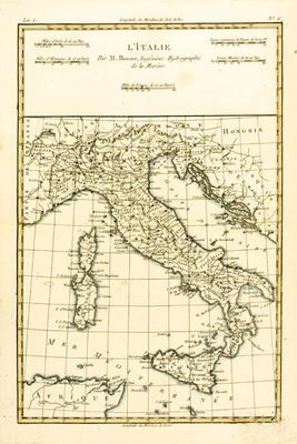 Italy, from 'Atlas de Toutes les Parties Connues du Globe Terrestre' by Guillaume Raynal (1713-96) p von Charles Marie Rigobert Bonne