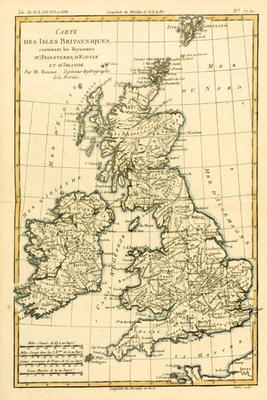 The British Isles, Including the Kingdoms of England, Scotland and Ireland, from 'Atlas de Toutes le von Charles Marie Rigobert Bonne