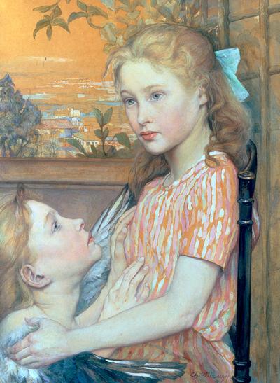 Junges Mädchen mit Schutzengel 1894
