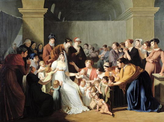 Empress Josephine (1763-1814) Among the Children, 1806 (oil on canvas) von Charles Nicolas Raphael Lafond