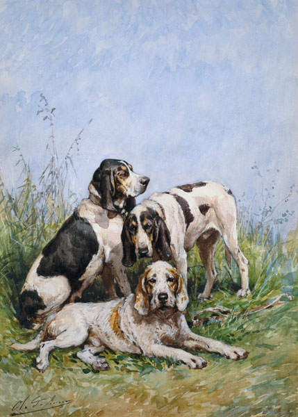 A Group of French Hounds von Charles Oliver de Penne