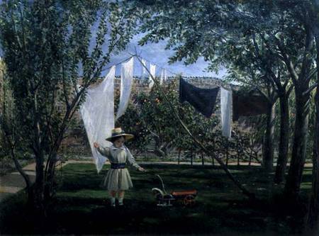 A Garden Scene, with a boy, the artist's son George Dunlop Leslie von Charles Robert Leslie