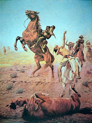 Fight for the Water Hole (colour litho) von Charles Schreyvogel