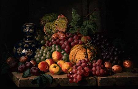 Still Life with Fruit and a Blue Vase von Charles Thomas Bale