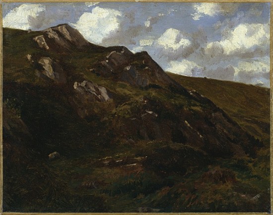 Mountainous landscape (oil on paper mounted on canvas) von Charles Francois Eustache