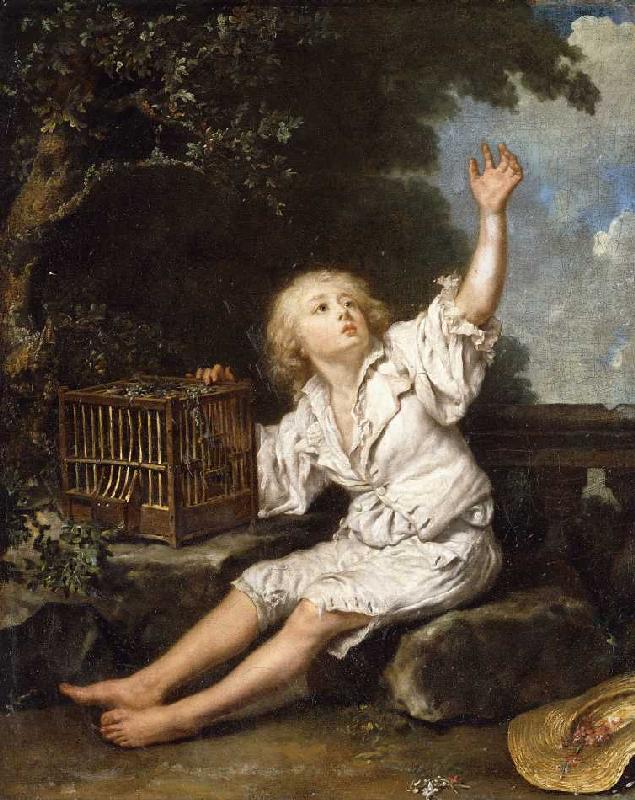 Junge mit einem leeren Vogelkäfig. von Charpentier d.Ä.,Jean-Baptiste