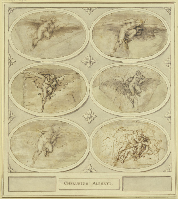 Fünf Studien zum Raub des Ganymed und eine Studie zu Diana und Endymion (oder Venus und Adonis?) von Cherubino Alberti