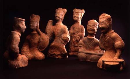 Group of Musicians, Dancers and Servants, Han Dynasty (206 BC-220 AD) von Chinese School