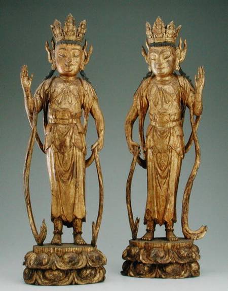 Pair of bodhisattvas, Yuan dynasty von Chinese School