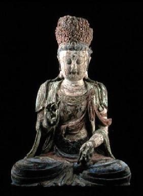 Large seated bodhisattva with hands raised Jin dynast