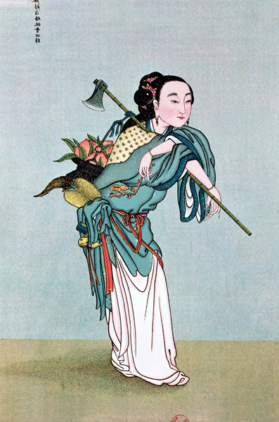 Ma Kou Carrying Medicinal Plants, from a work by Father Henri Dore, late 19th century (colour litho) von Chinese School, (19th century)