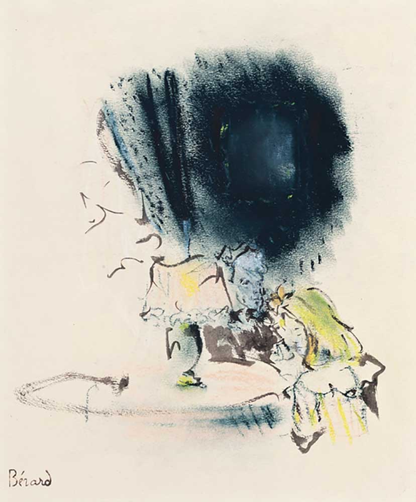 Unter der Lampe, Illustration für Gigi, um 1949 von Christian Berard