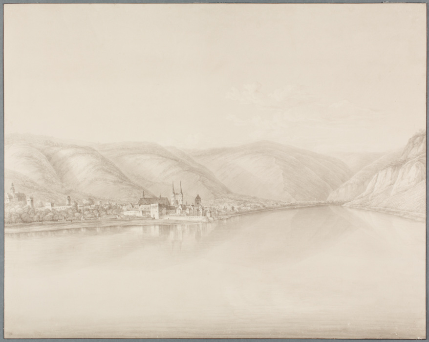 Blick auf den Rhein mit der Stadt Boppard von Christian Georg Schutz