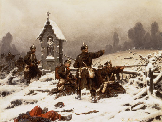 Preussische Infanterie im Schnee von Christian Sell d.Ä.