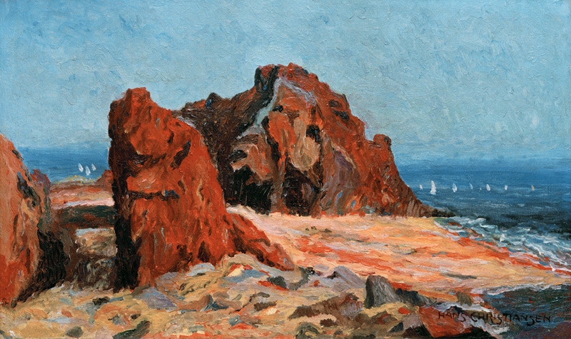 Rote Felsen im Meer von Christiansen Hans