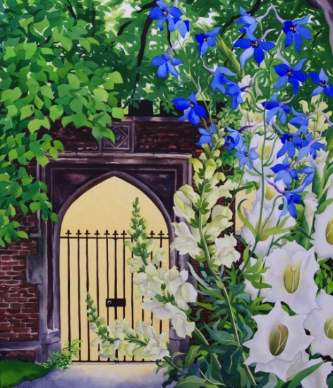 Flowers by a sunlit gateway von Christopher  Ryland