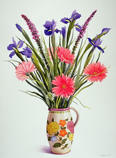 Irises and Berbera in a Dutch Jug (w/c)  von Christopher  Ryland