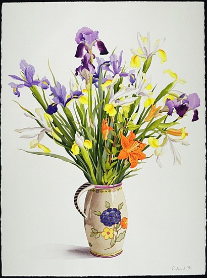 Irises and Lilies in a Dutch Jug (w/c)  von Christopher  Ryland