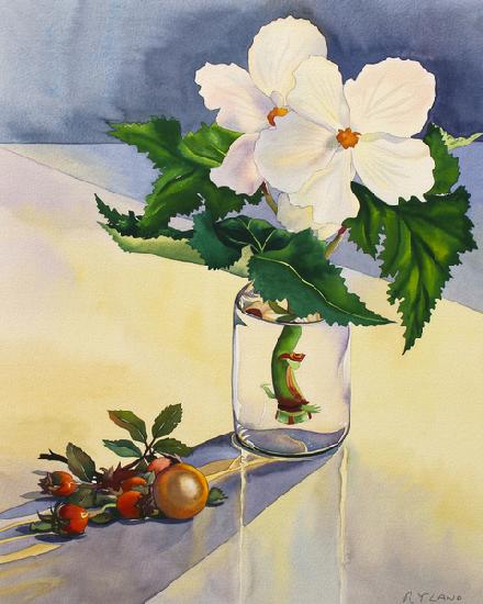 White Begonia and Rosehips 2020