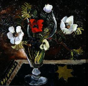 Anemones in a Glass (oil on canvas) 17th